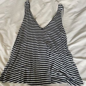Navy blue and white striped tank top